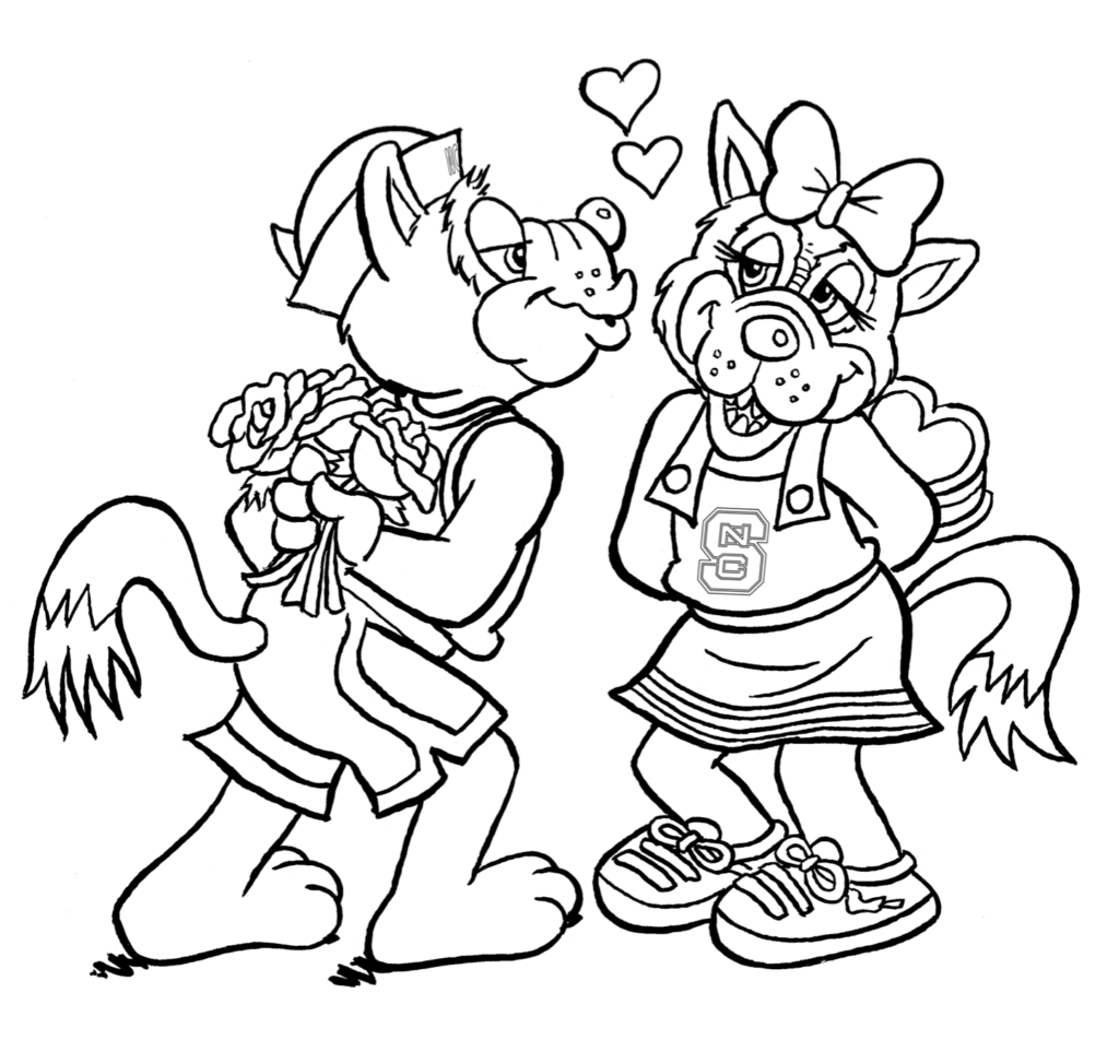 Mr. Wuf giving Ms. Wuf a bouquet of flowers for Valentine's Day.