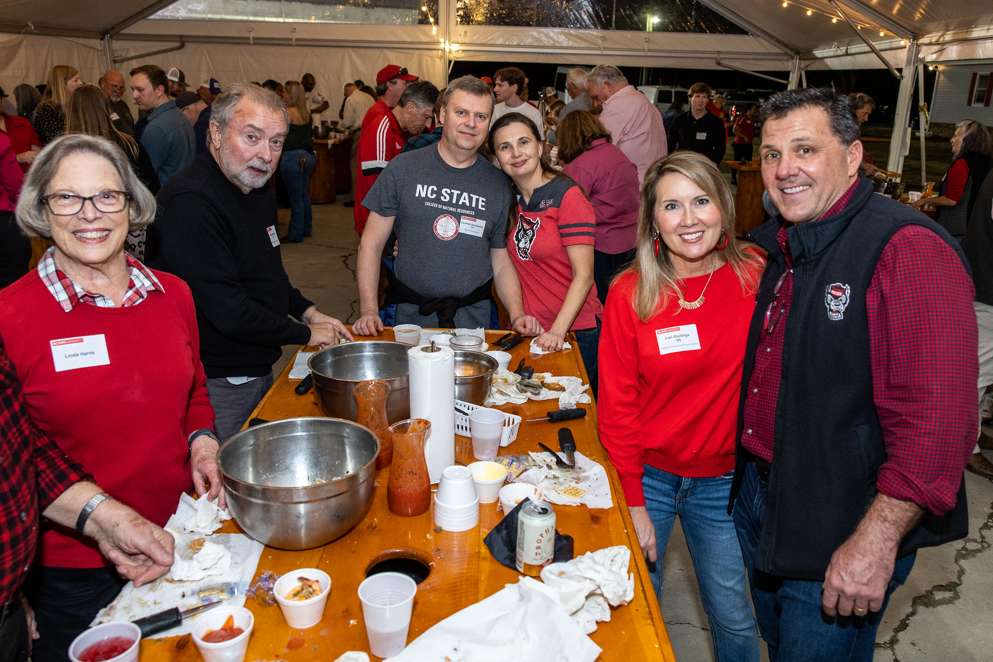 Attendees enjoy oysters at the Beaufort County Oyster Roast